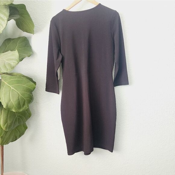 Boston Proper dress faux wrap little black dress - Picture 6 of 12